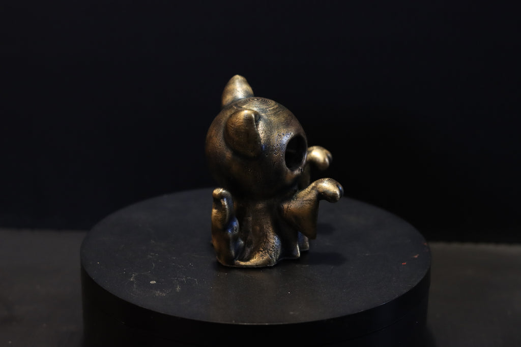 Hollow Bronze Ghost Cat Statue