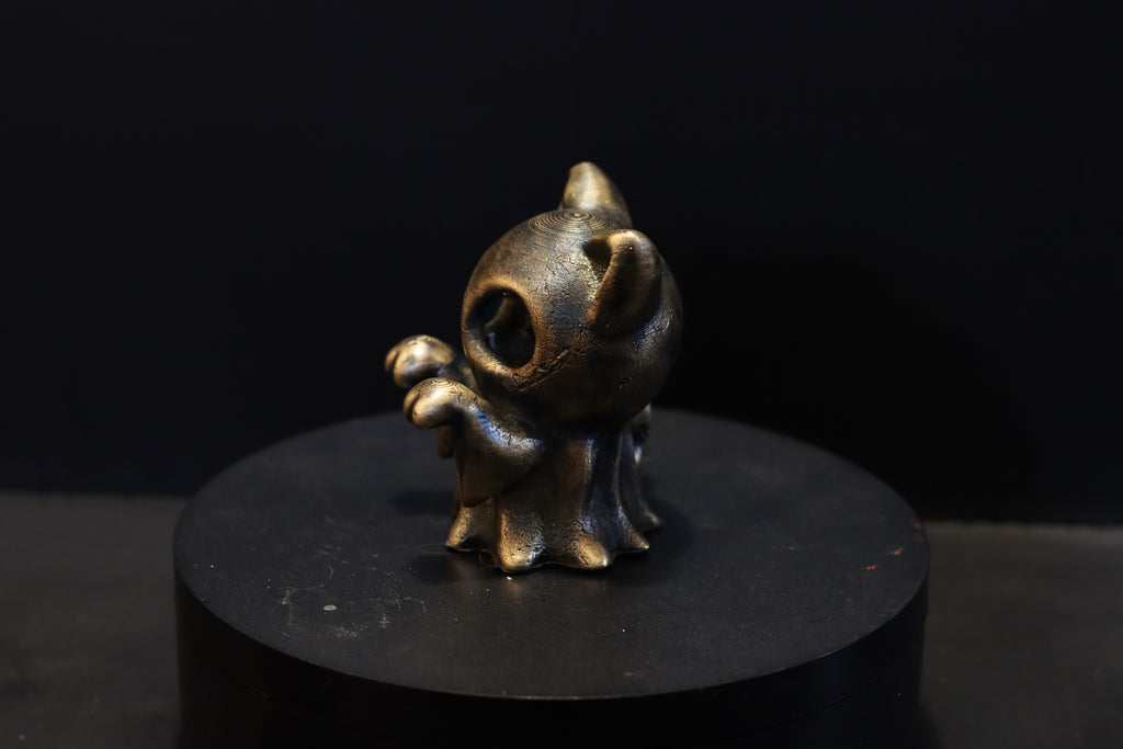 Hollow Bronze Ghost Cat Statue