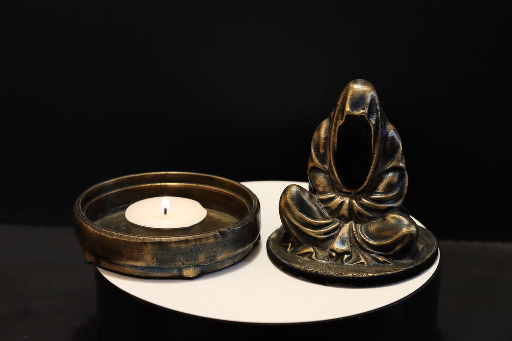 Hollow Bronze Hooded Figure Candlelight Statue
