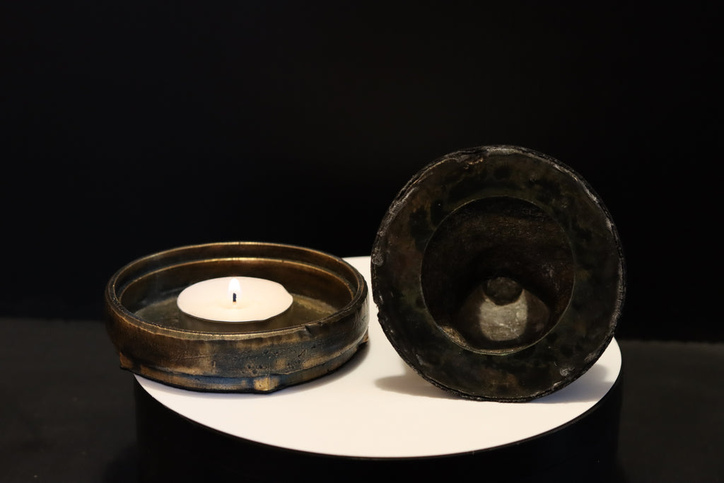 Hollow Bronze Hooded Figure Candlelight Statue