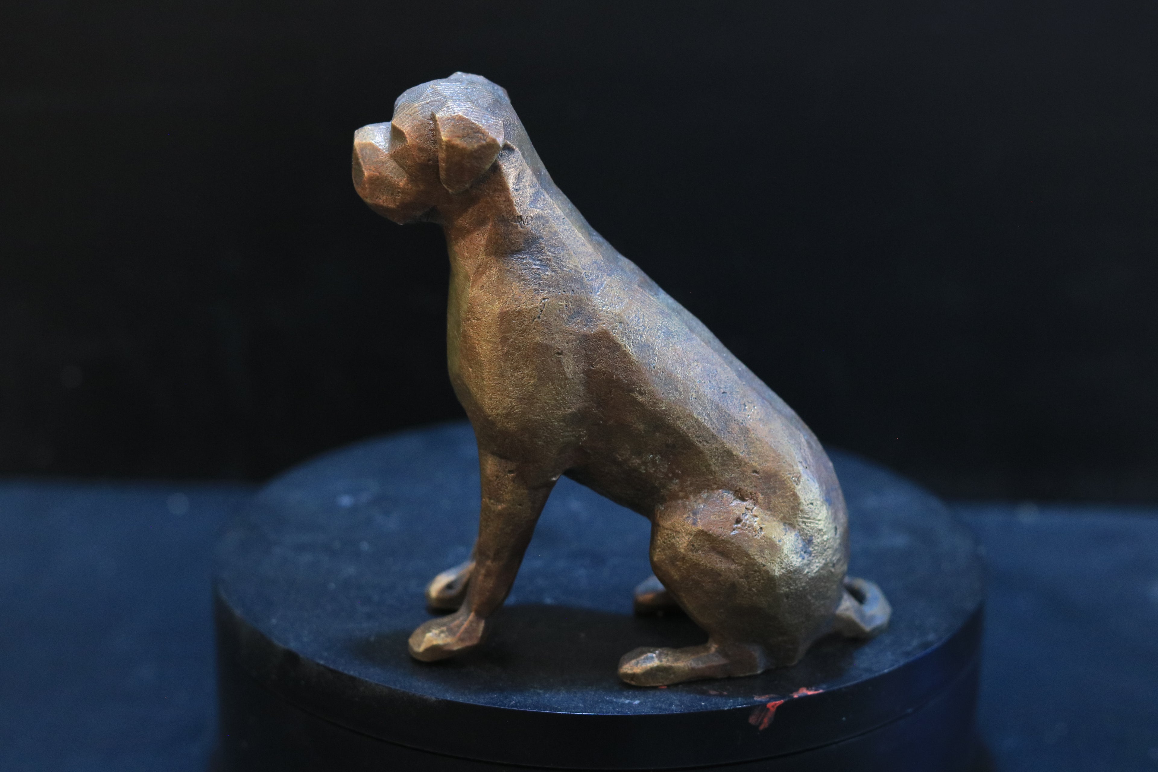 Solid Brass Boxer Dog Statue