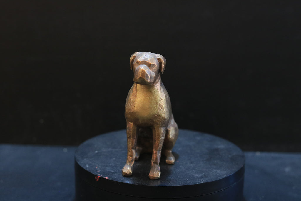 Solid Brass Boxer Dog Statue