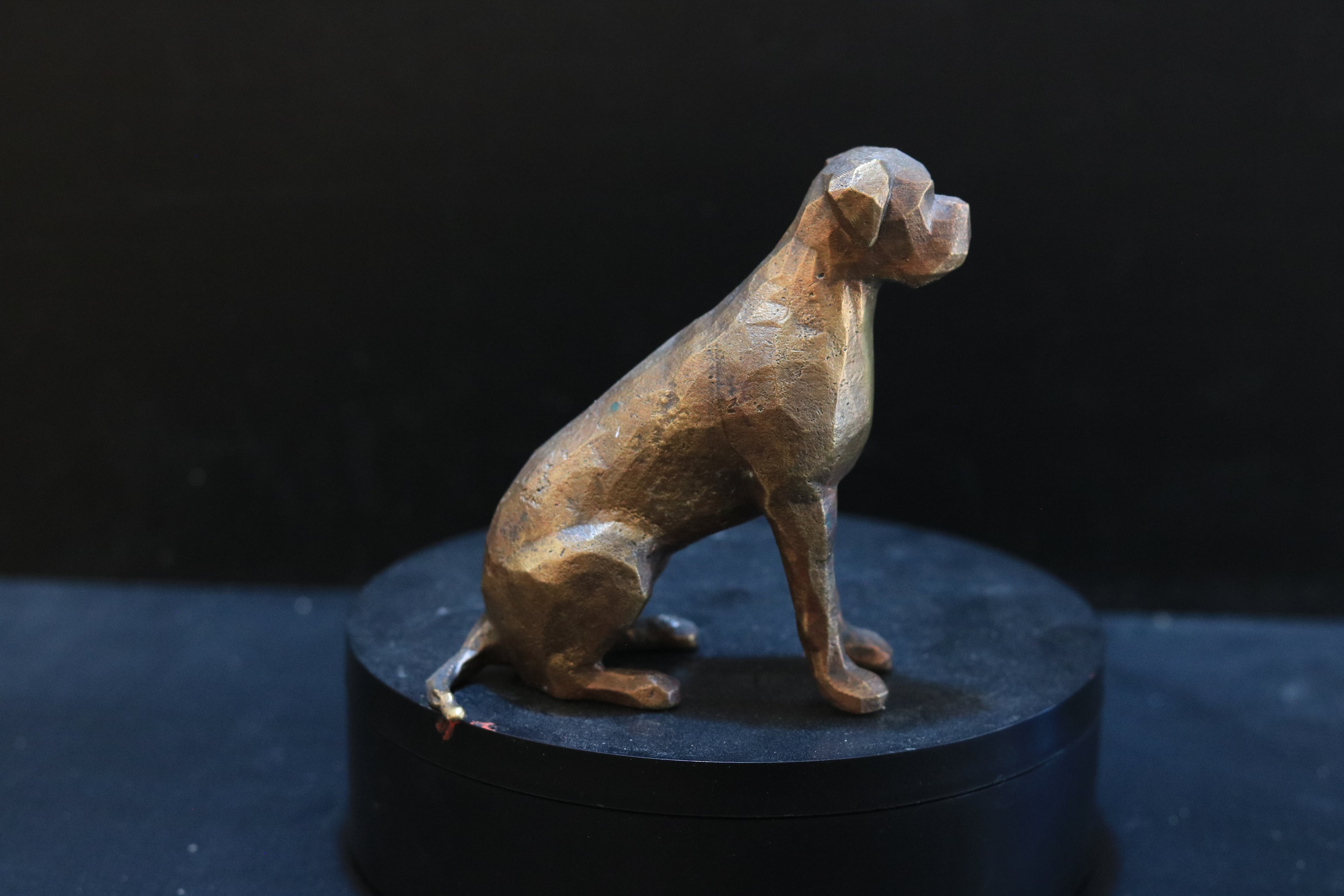 Solid Brass Boxer Dog Statue
