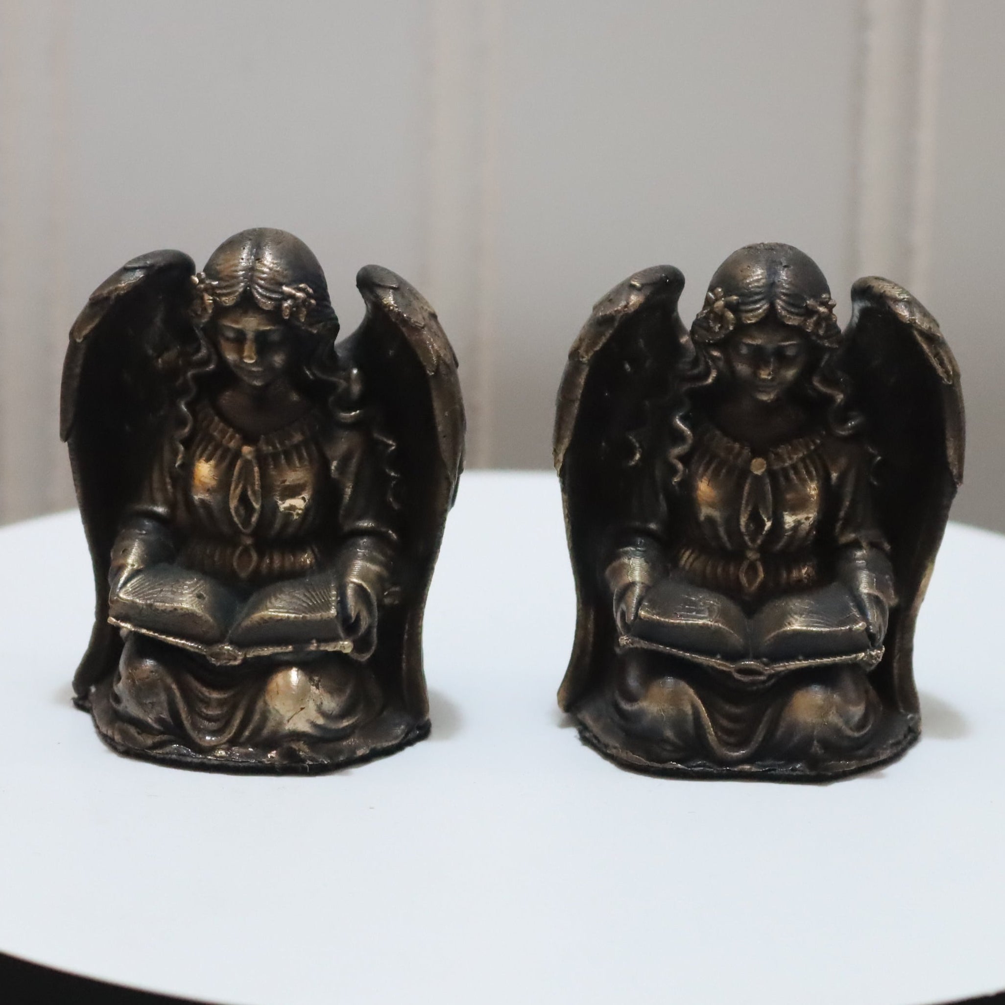 Solid Bronze Angel w/ Bible Statue