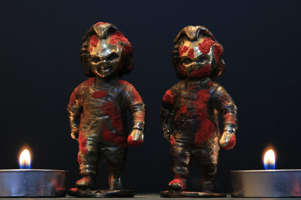 Solid Nordic Gold Chucky Doll Statue With Dagger