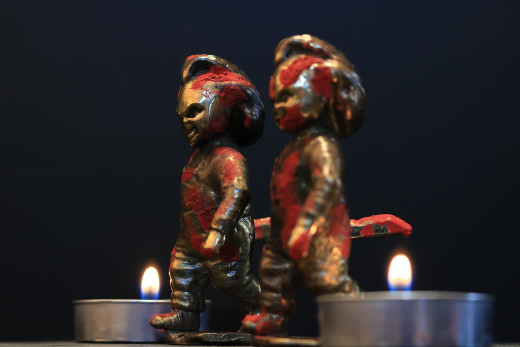 Solid Nordic Gold Chucky Doll Statue With Dagger