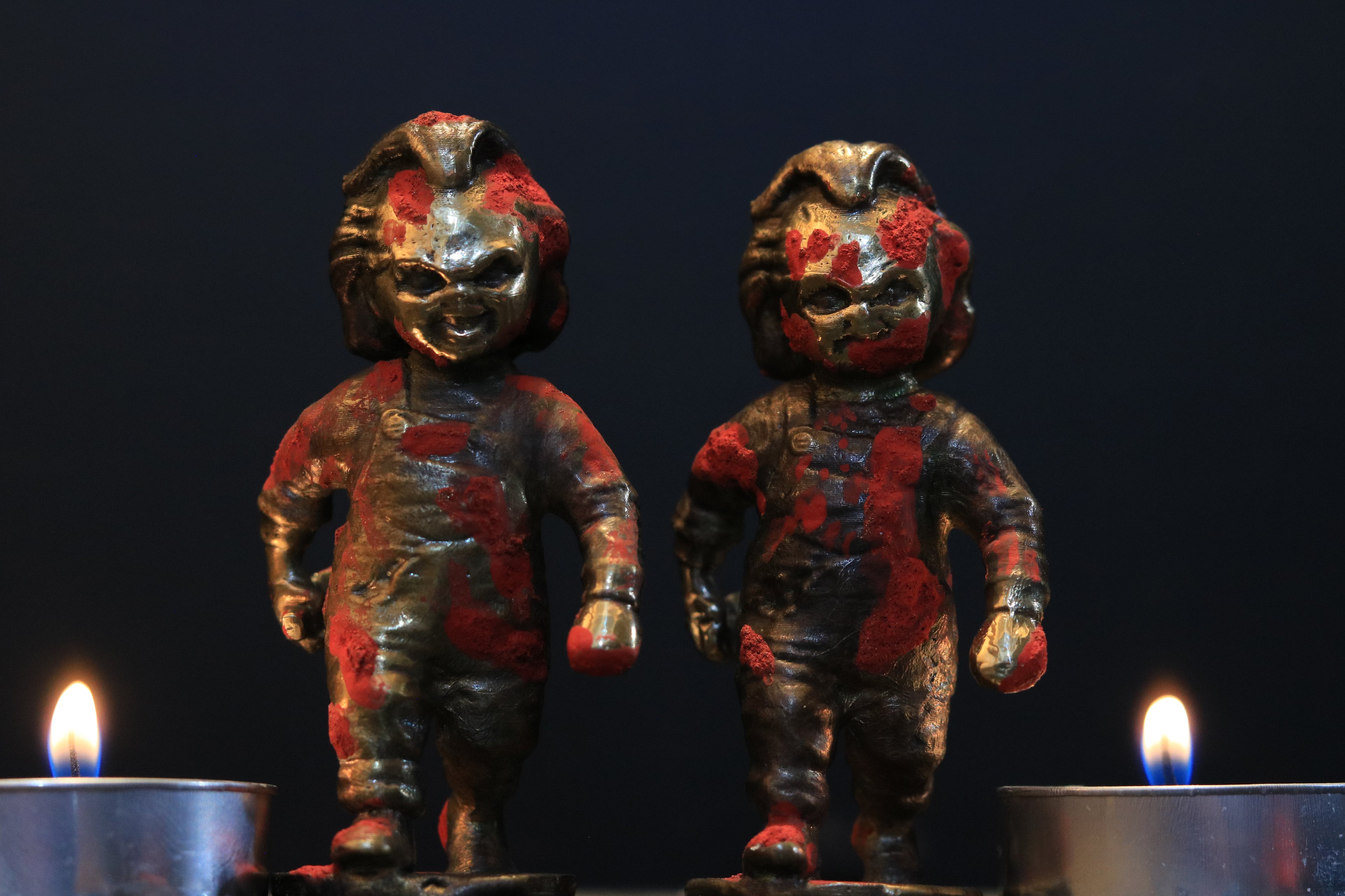 Solid Nordic Gold Chucky Doll Statue With Dagger