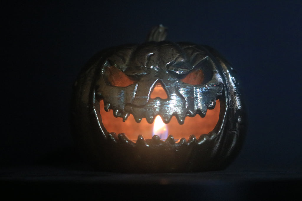 Hollow Cast Nordic Gold Tealight Candle Jack-O-Lantern