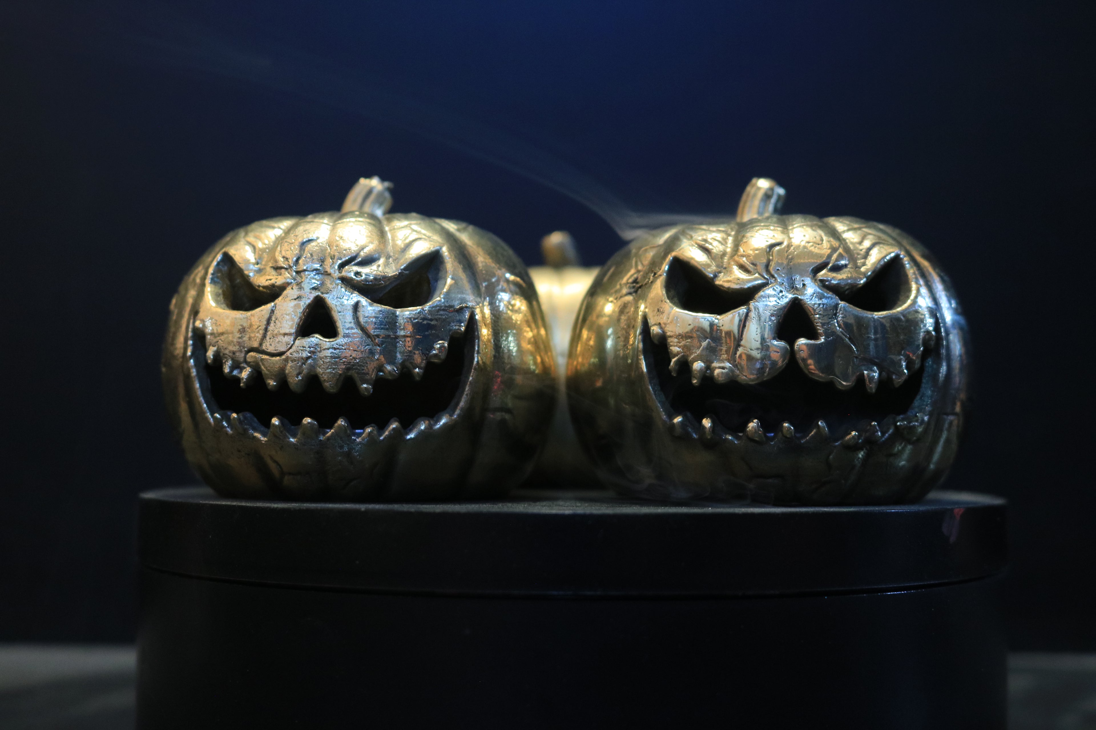 Hollow Cast Nordic Gold Tealight Candle Jack-O-Lantern