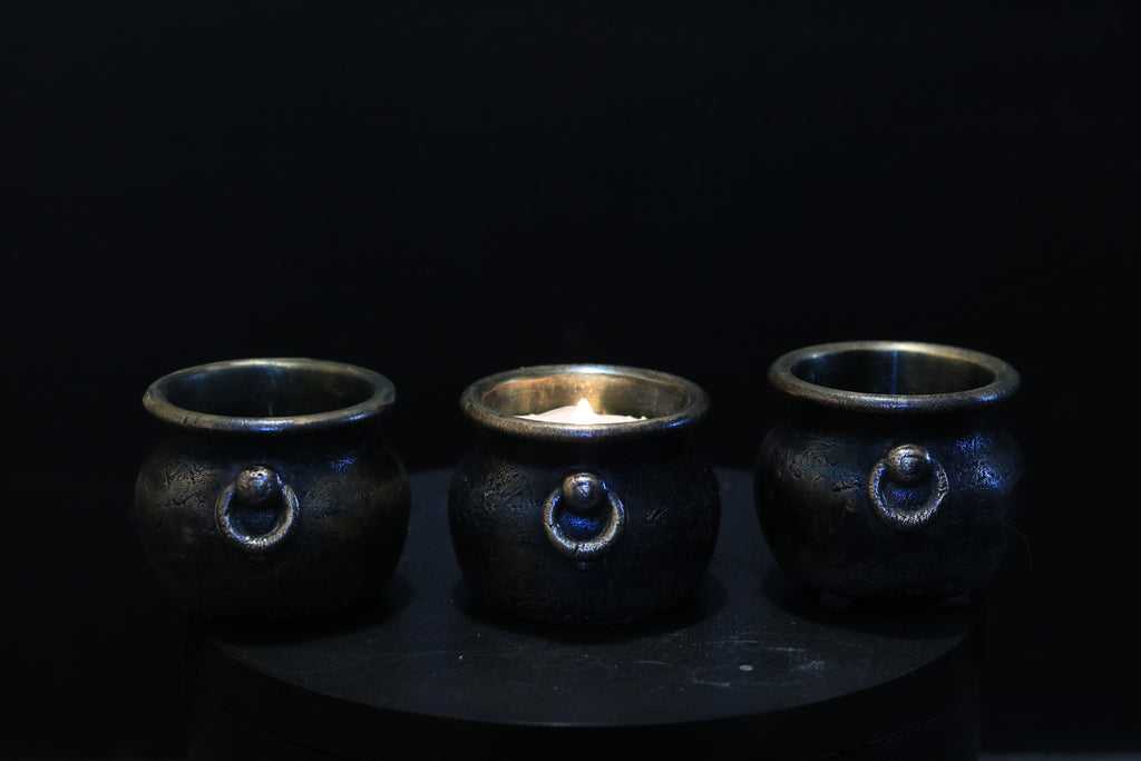 Solid Nordic Gold Tealight Candle Cauldron