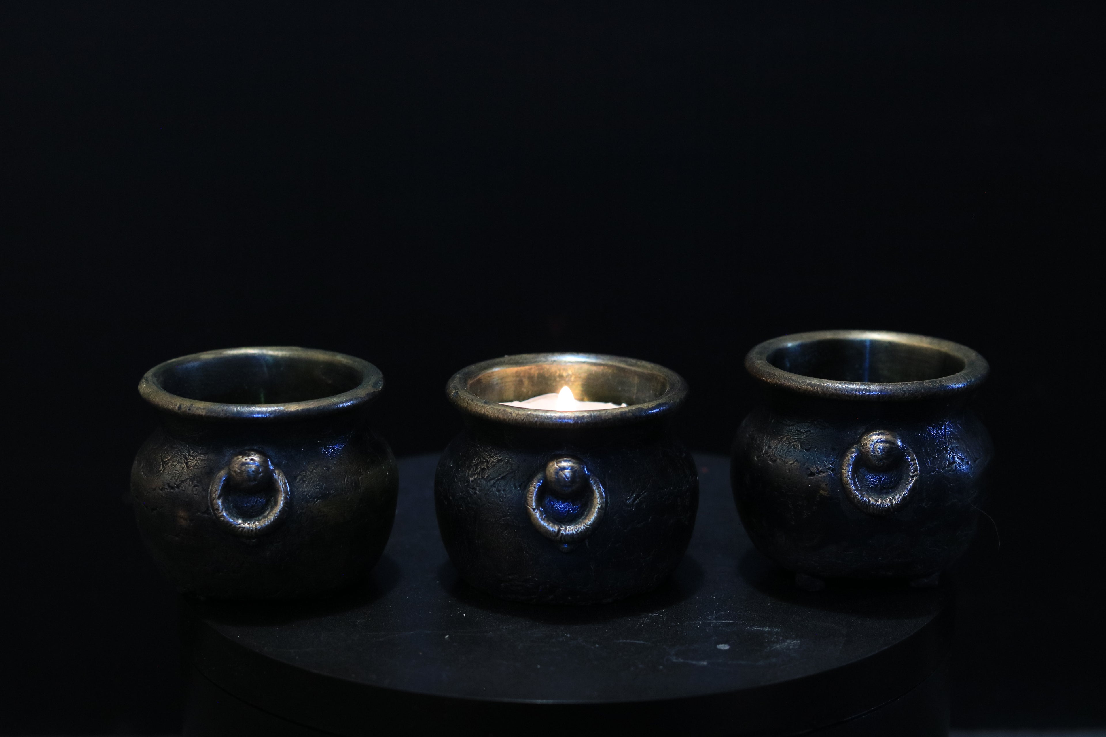 Solid Nordic Gold Tealight Candle Cauldron