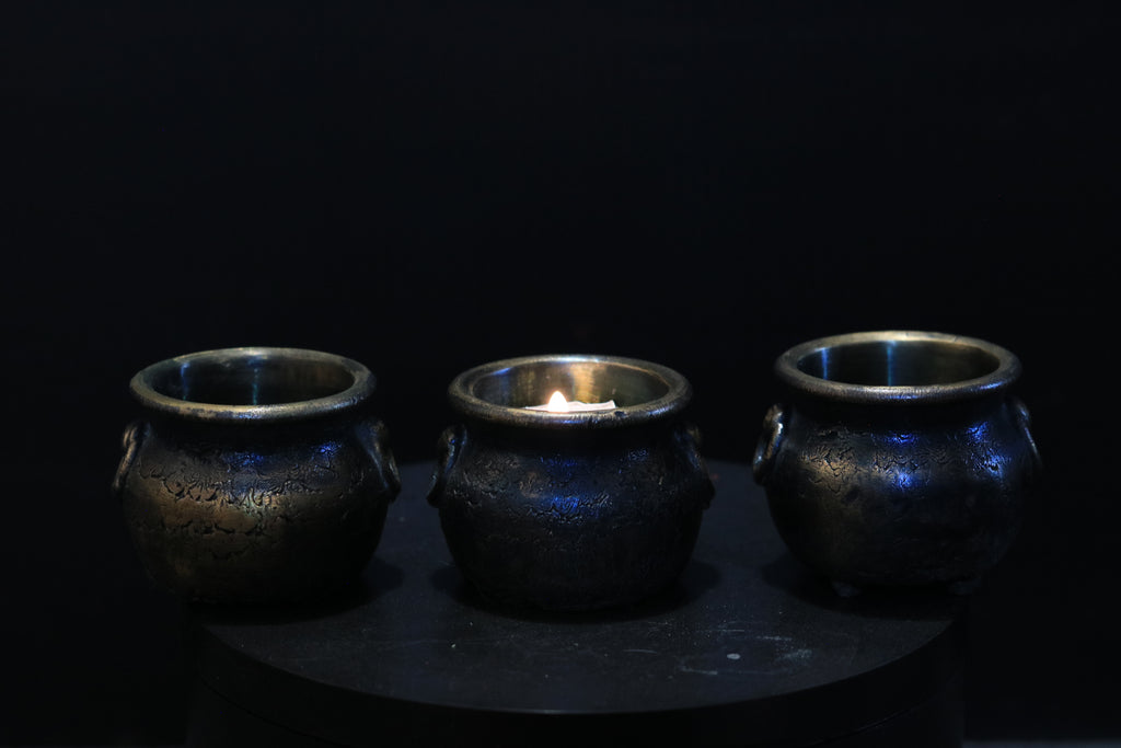 Solid Nordic Gold Tealight Candle Cauldron