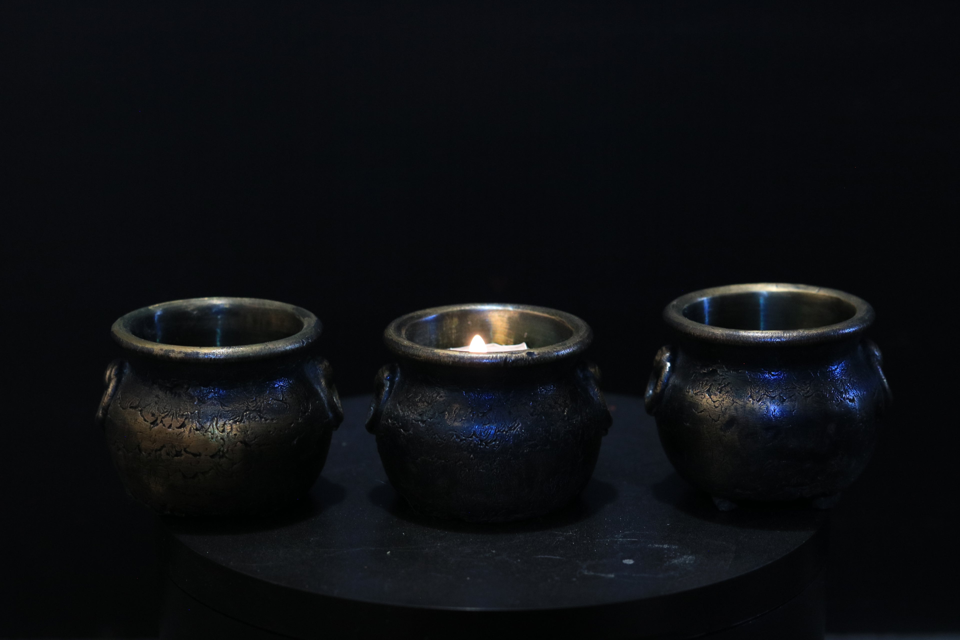 Solid Nordic Gold Tealight Candle Cauldron