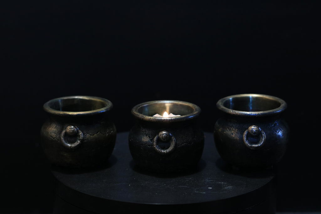 Solid Nordic Gold Tealight Candle Cauldron