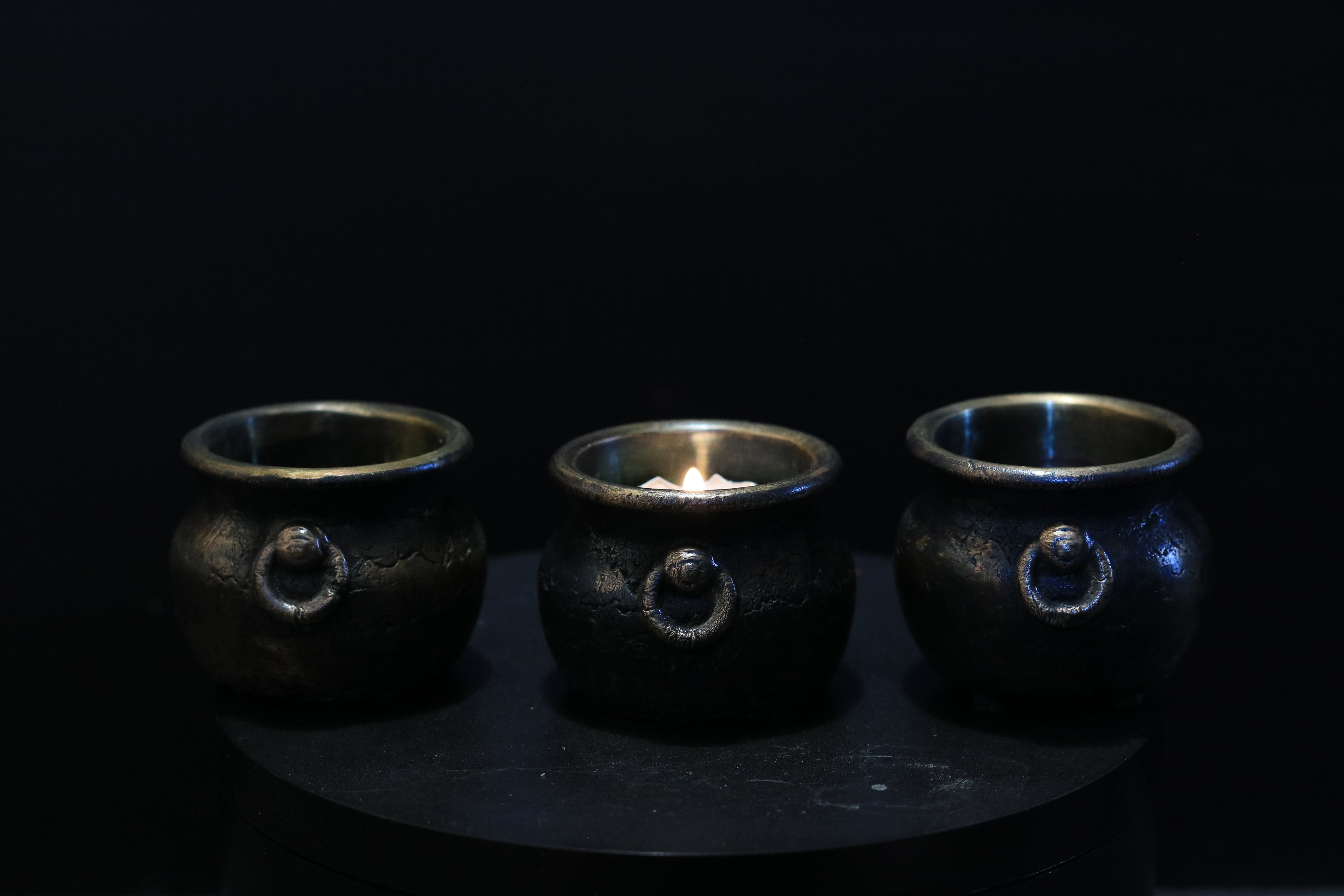 Solid Nordic Gold Tealight Candle Cauldron