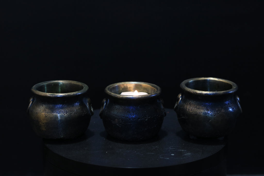 Solid Nordic Gold Tealight Candle Cauldron