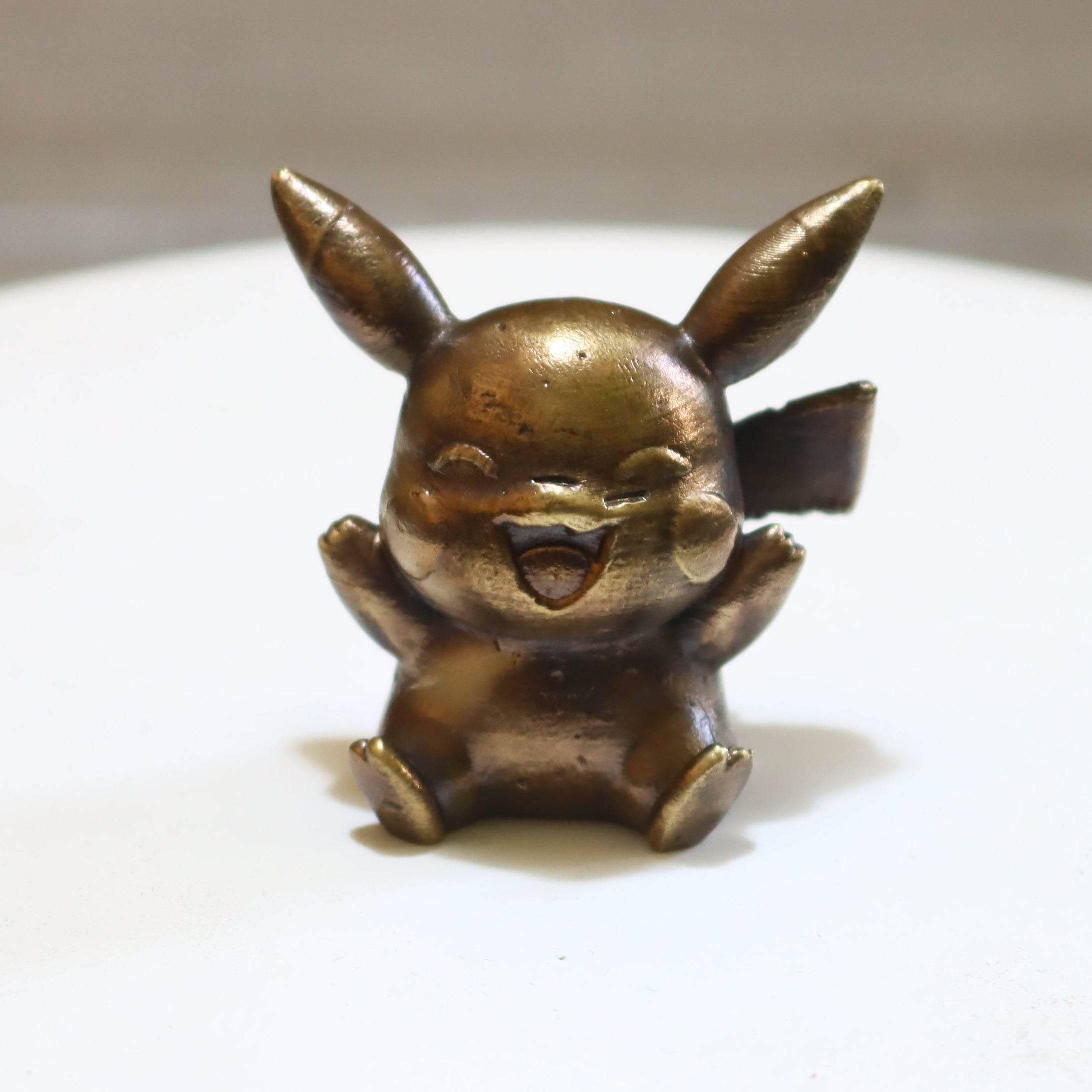 Solid Bronze Baby Pikachu Statue 1.5 Inches Tall