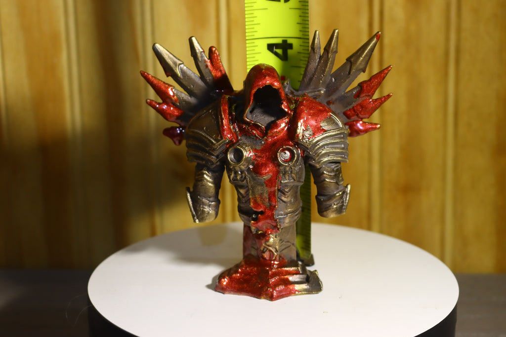 Solid Bronze Demon-Blood Stained Tyrael Statue (Diablo) 4.25" Tall With Removeable Platform