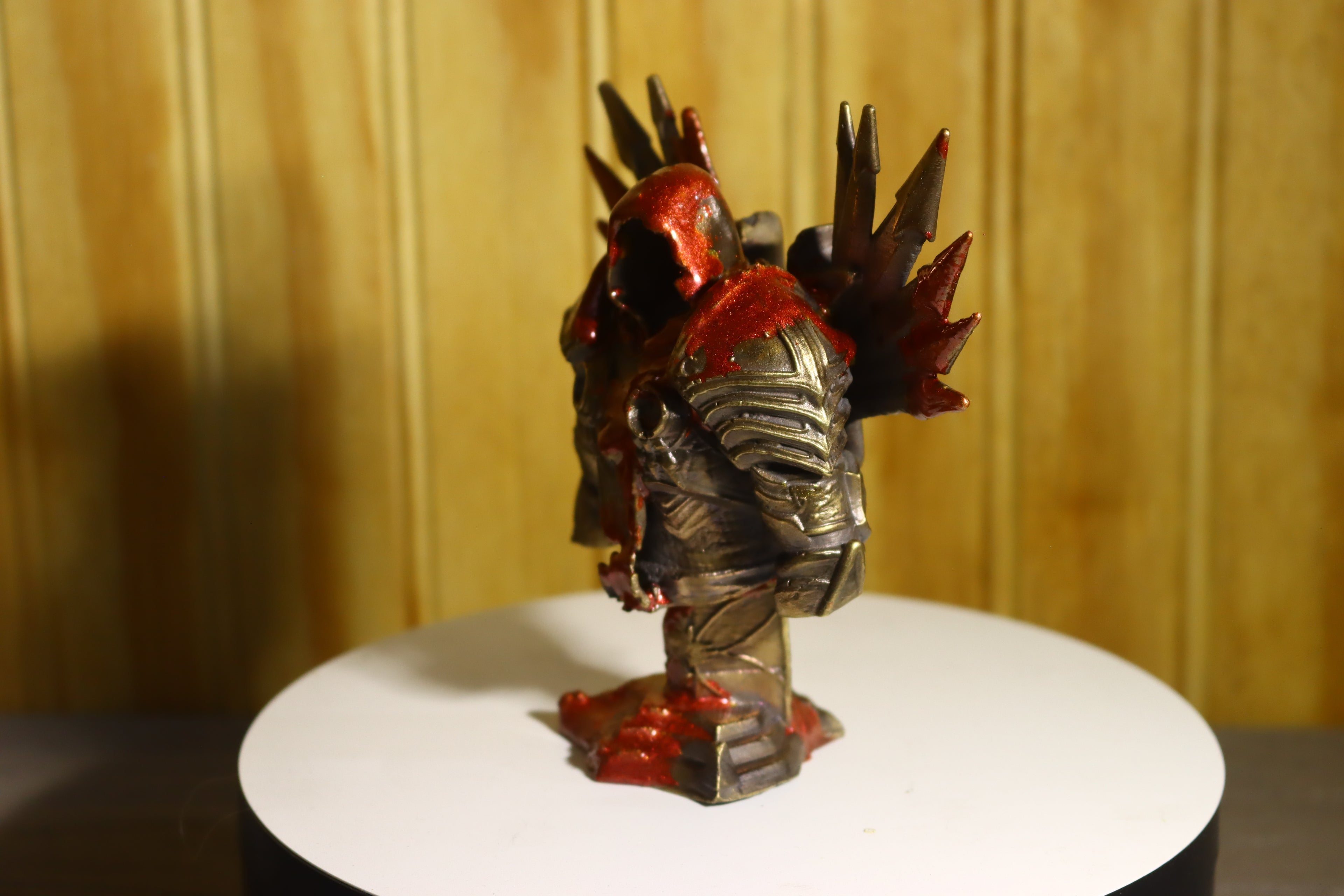 Solid Bronze Demon-Blood Stained Tyrael Statue (Diablo) 4.25" Tall With Removeable Platform
