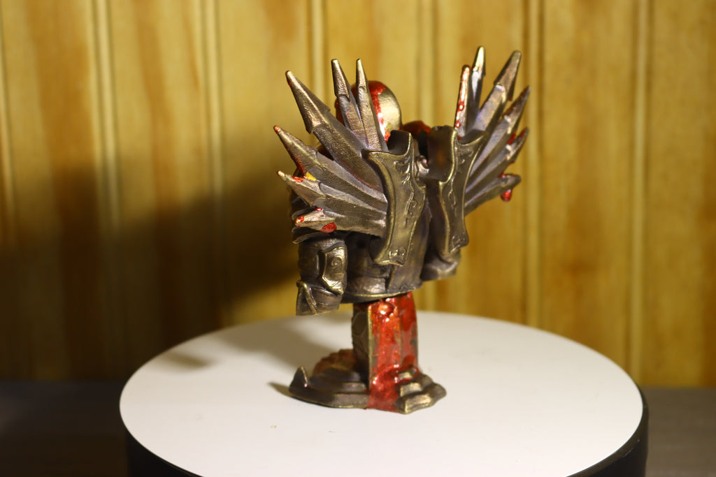 Solid Bronze Demon-Blood Stained Tyrael Statue (Diablo) 4.25" Tall With Removeable Platform