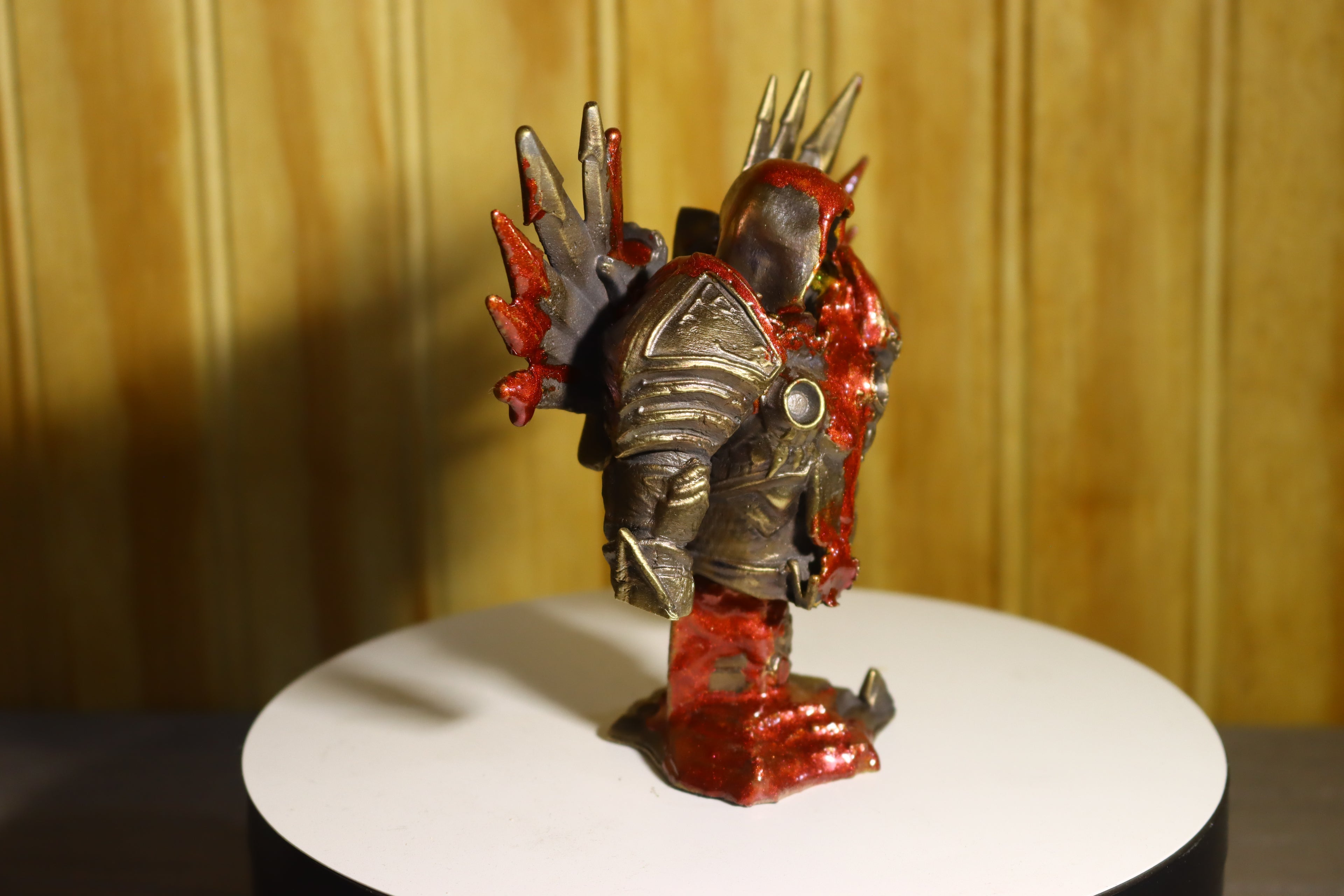 Solid Bronze Demon-Blood Stained Tyrael Statue (Diablo) 4.25" Tall With Removeable Platform
