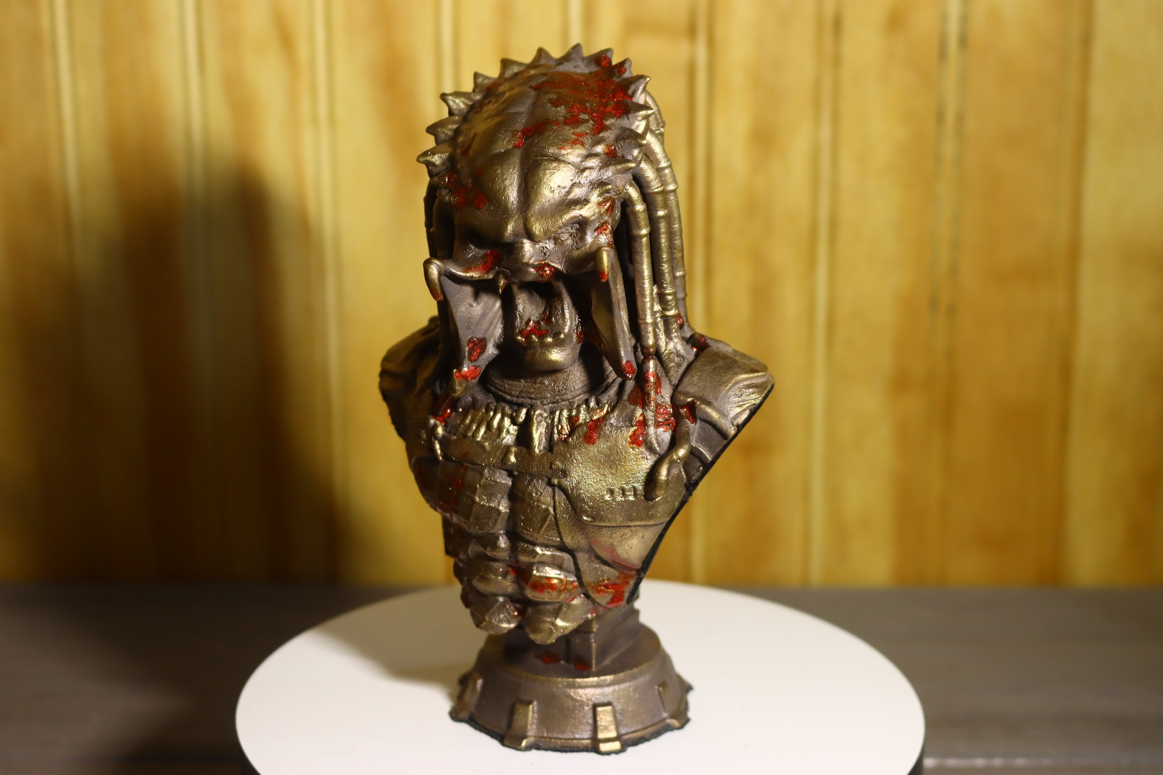 Solid Bronze (Nordic Gold) Predator Statue 6.25" Tall With Platform Included