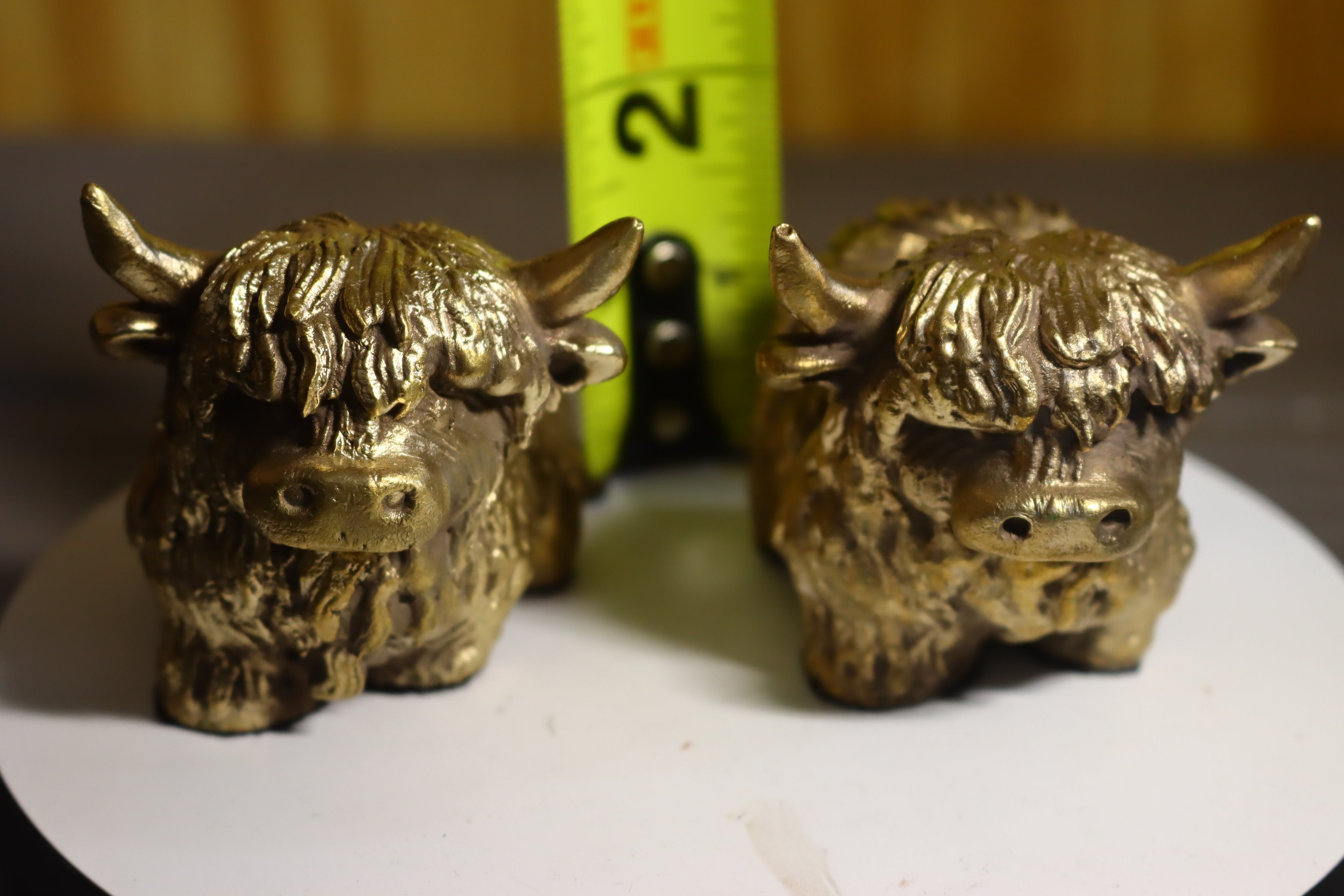 Solid Bronze (Nordic Gold) Highland Cow Statue 1.75" Tall