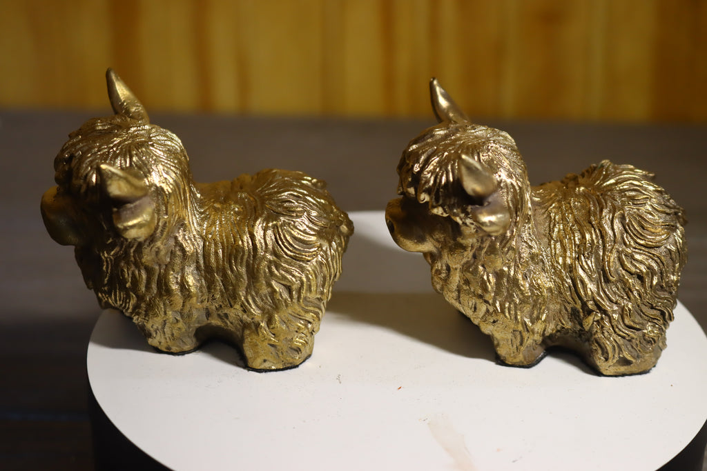 Solid Bronze (Nordic Gold) Highland Cow Statue 1.75" Tall