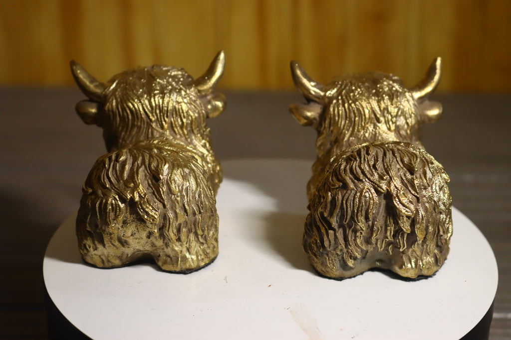 Solid Bronze (Nordic Gold) Highland Cow Statue 1.75" Tall