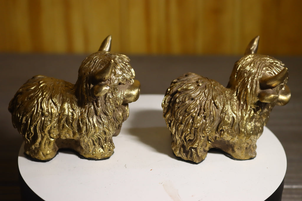 Solid Bronze (Nordic Gold) Highland Cow Statue 1.75" Tall