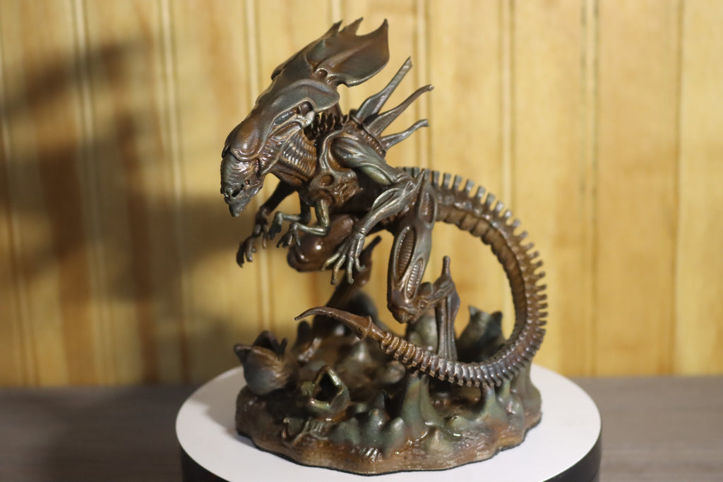 Solid Silicon Bronze Alien Queen Statue (Alien) 6" Tall With Clear Coat & Fabric Bottom