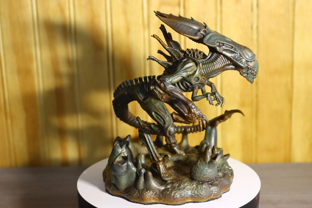 Solid Silicon Bronze Alien Queen Statue (Alien) 6" Tall With Clear Coat & Fabric Bottom