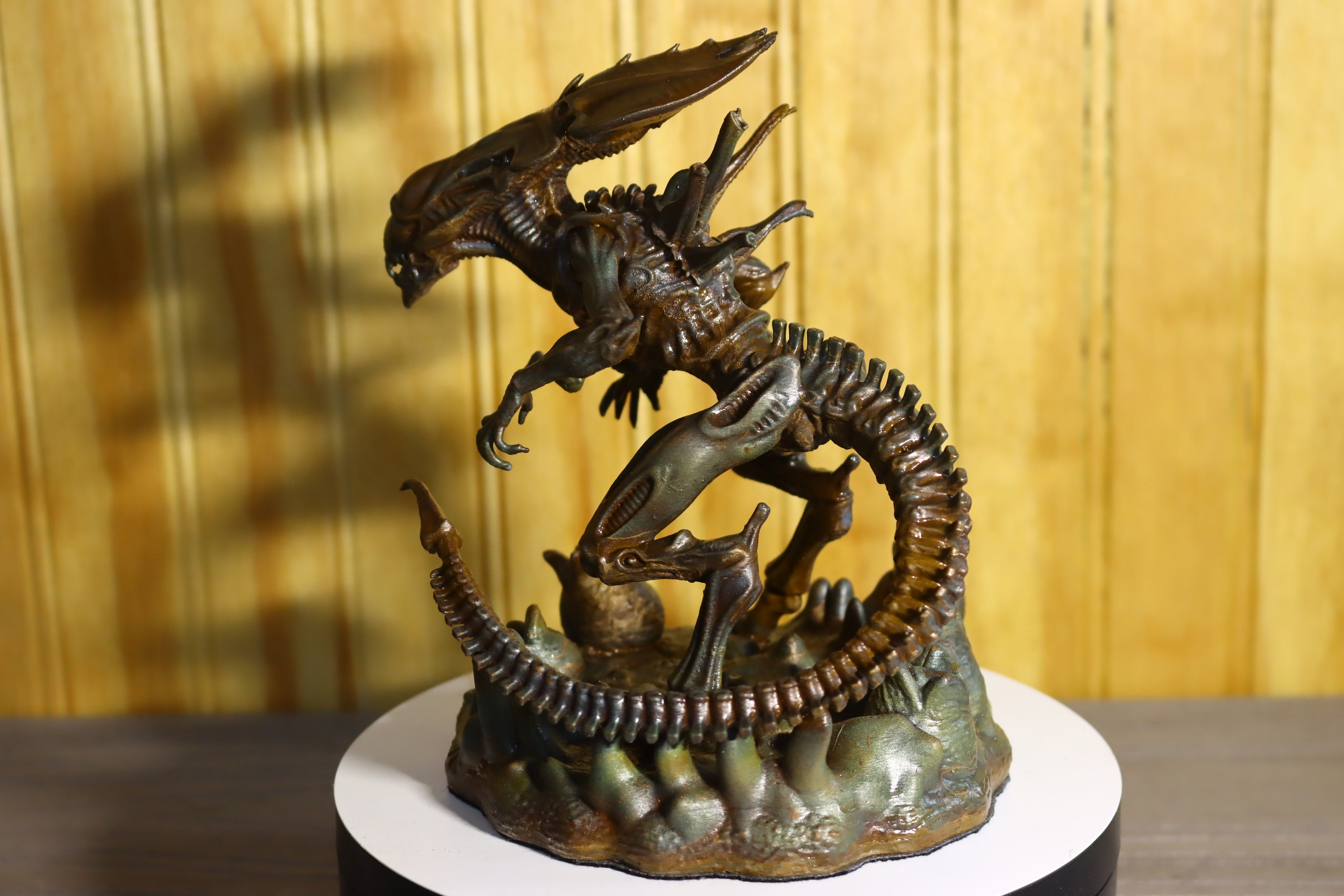 Solid Silicon Bronze Alien Queen Statue (Alien) 6" Tall With Clear Coat & Fabric Bottom