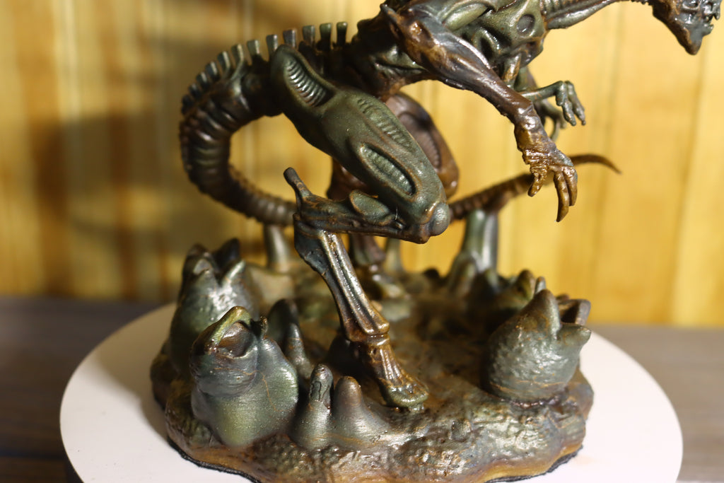 Solid Silicon Bronze Alien Queen Statue (Alien) 6" Tall With Clear Coat & Fabric Bottom