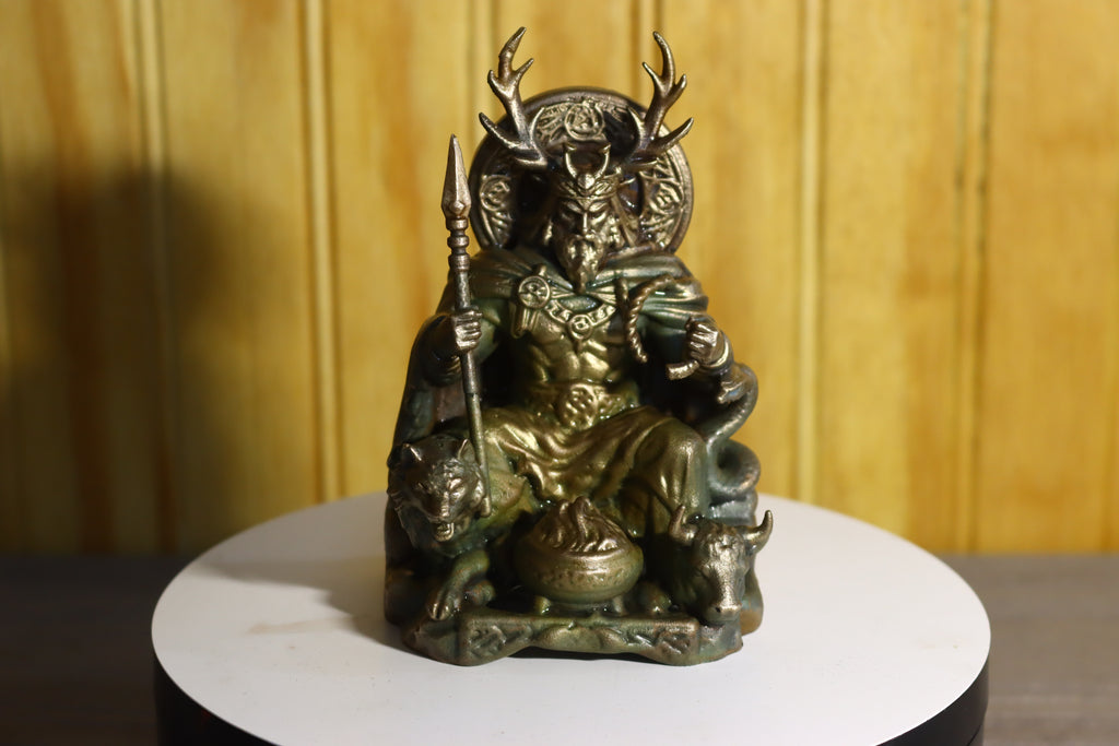 Hollow Cast Silicon Bronze Celtic God Statue 4.5" Tall With Clear Coat & LED light