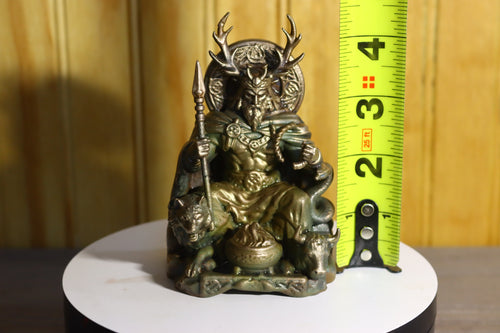 Hollow Cast Silicon Bronze Celtic God Statue 4.5" Tall With Clear Coat & LED light