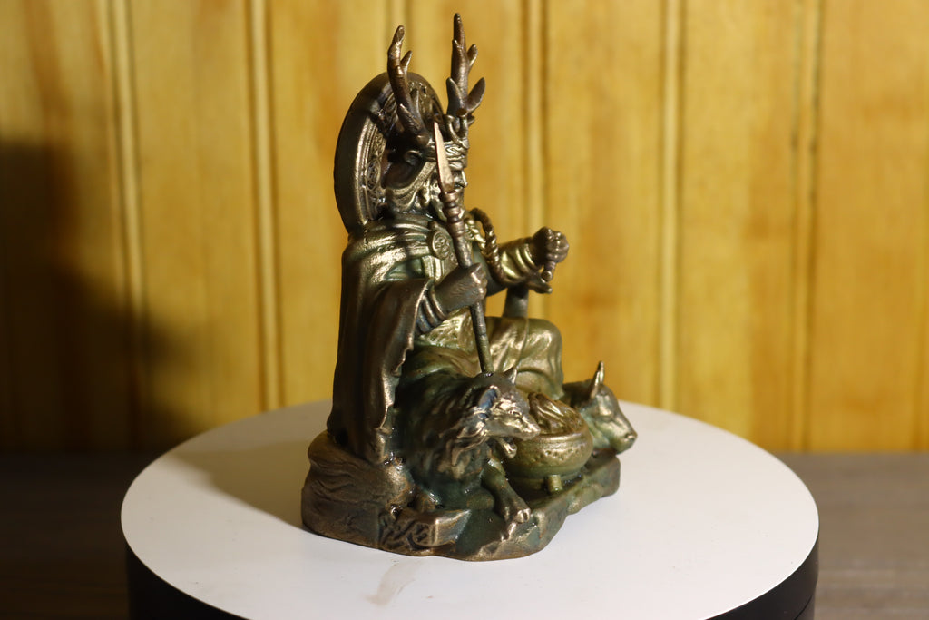 Hollow Cast Silicon Bronze Celtic God Statue 4.5" Tall With Clear Coat & LED light