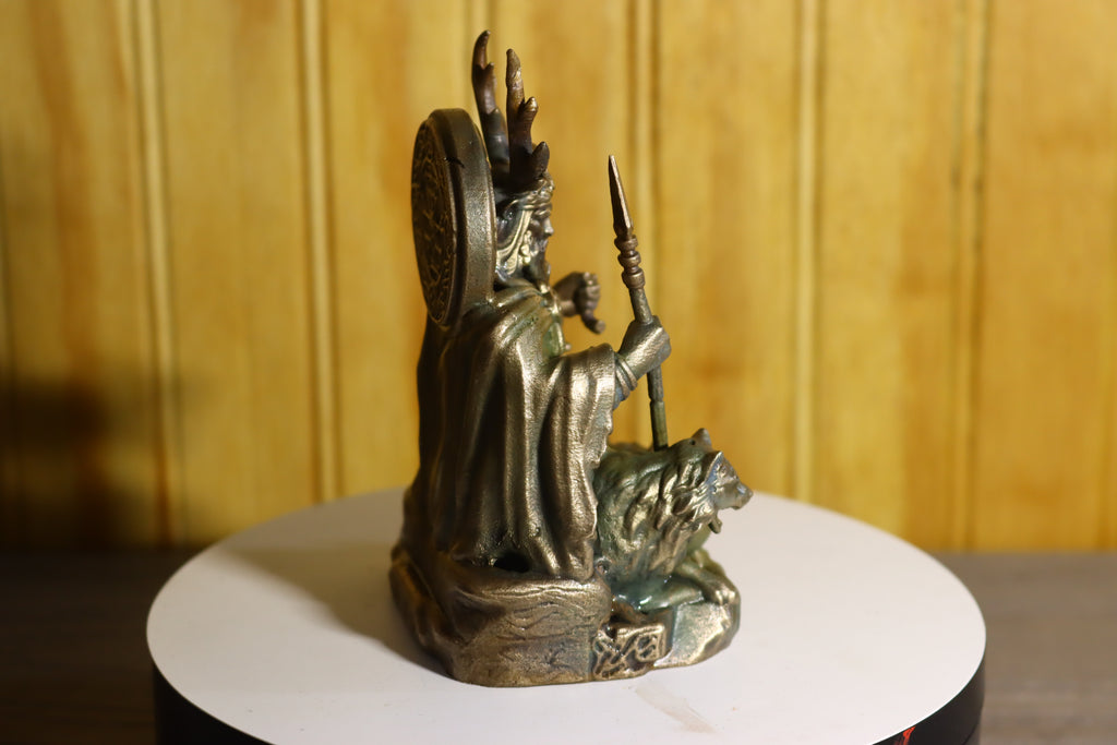 Hollow Cast Silicon Bronze Celtic God Statue 4.5" Tall With Clear Coat & LED light