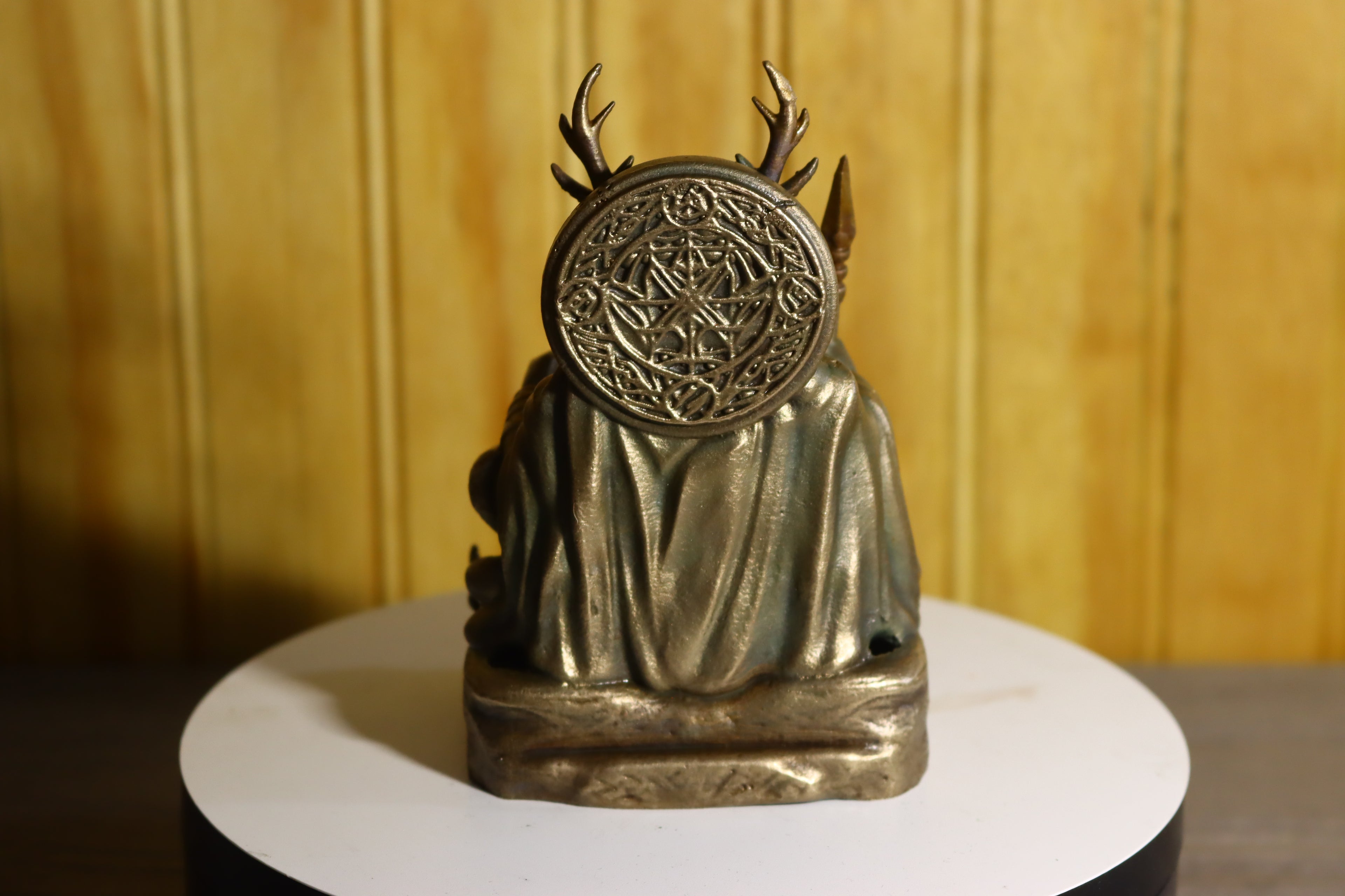 Hollow Cast Silicon Bronze Celtic God Statue 4.5" Tall With Clear Coat & LED light