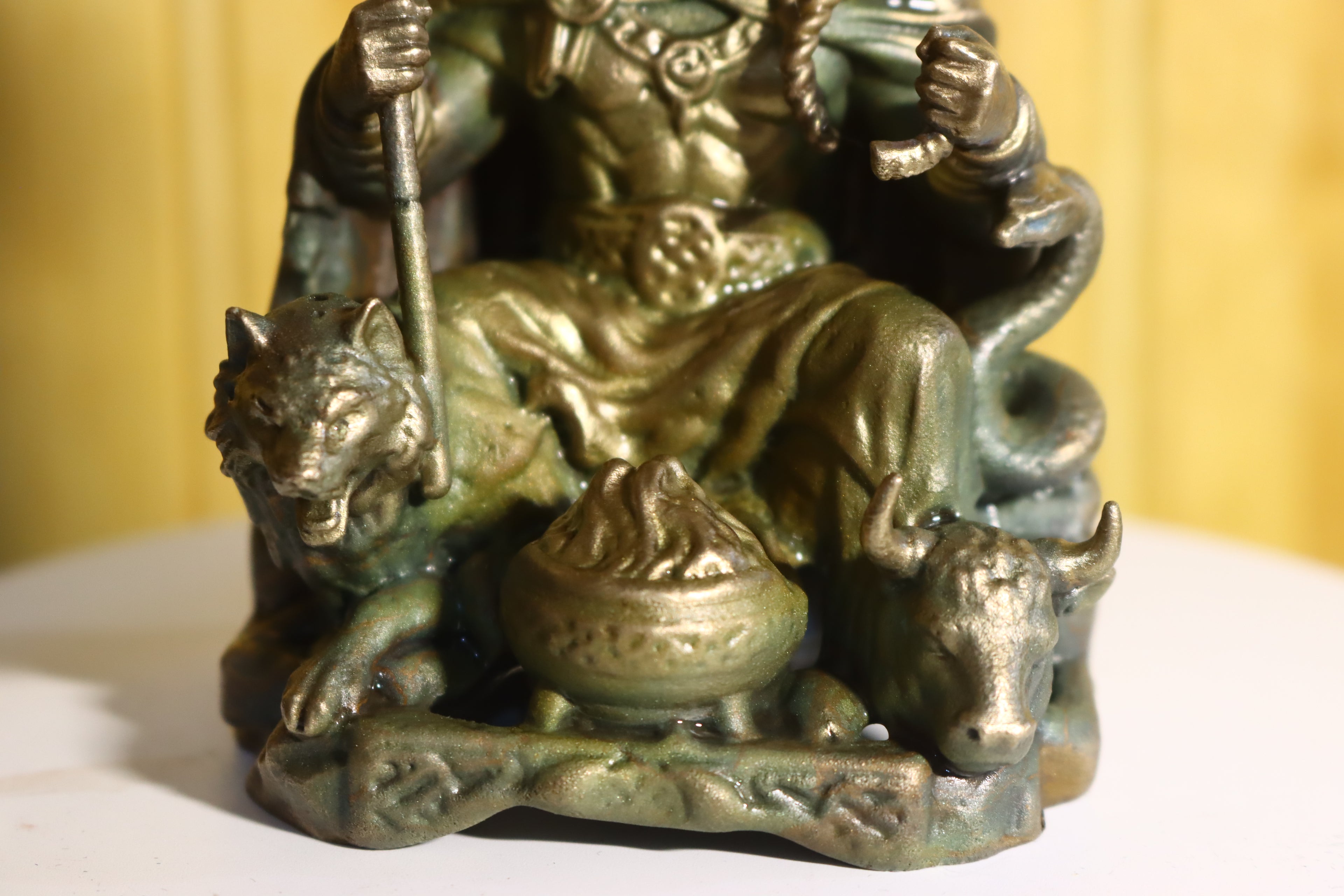 Hollow Cast Silicon Bronze Celtic God Statue 4.5" Tall With Clear Coat & LED light