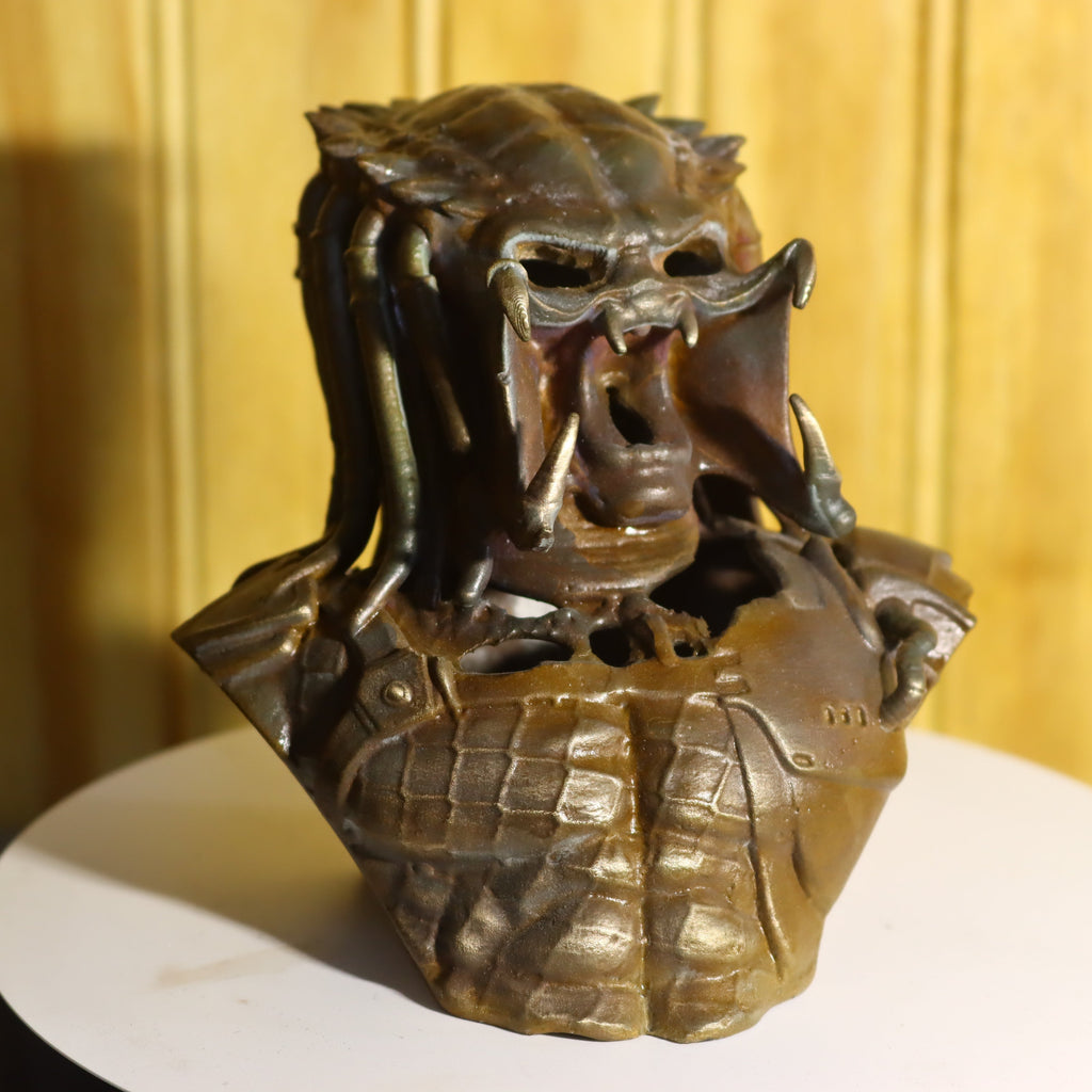 Hollow Cast Silicon Bronze Predator Statue 4.25" Tall With Clear Coat & LED light