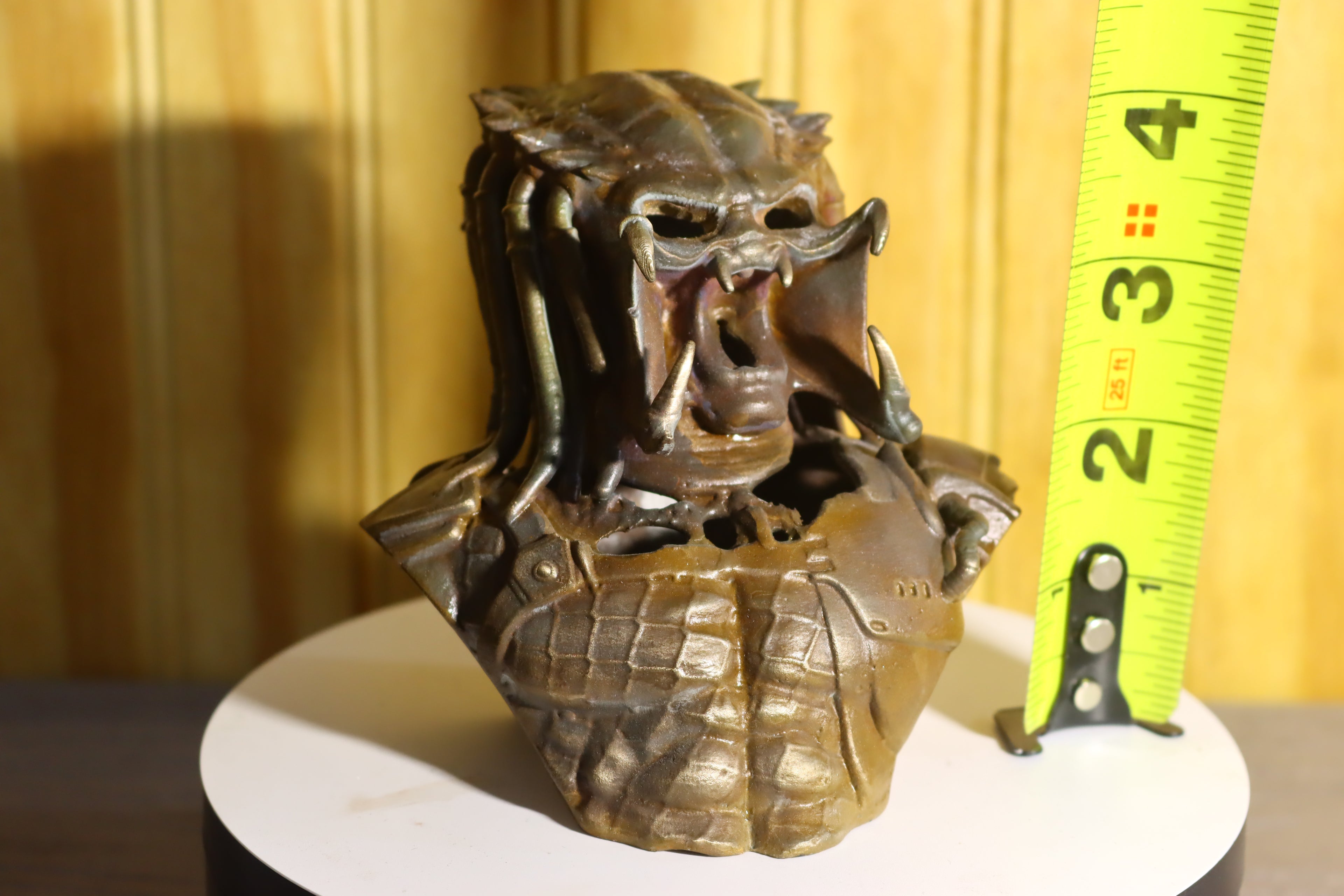 Hollow Cast Silicon Bronze Predator Statue 4.25" Tall With Clear Coat & LED light