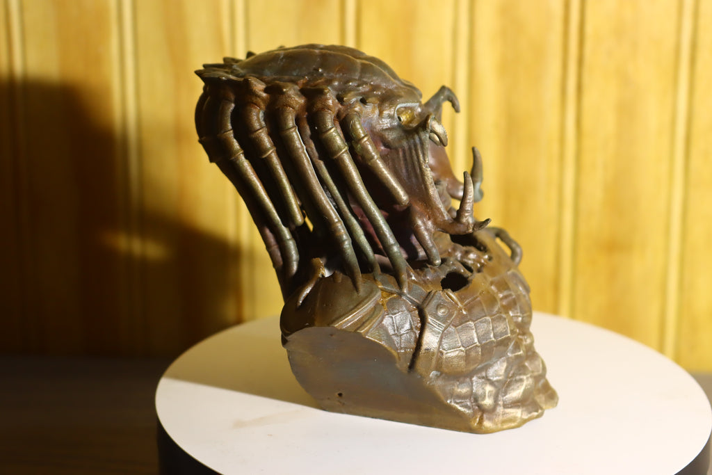 Hollow Cast Silicon Bronze Predator Statue 4.25" Tall With Clear Coat & LED light