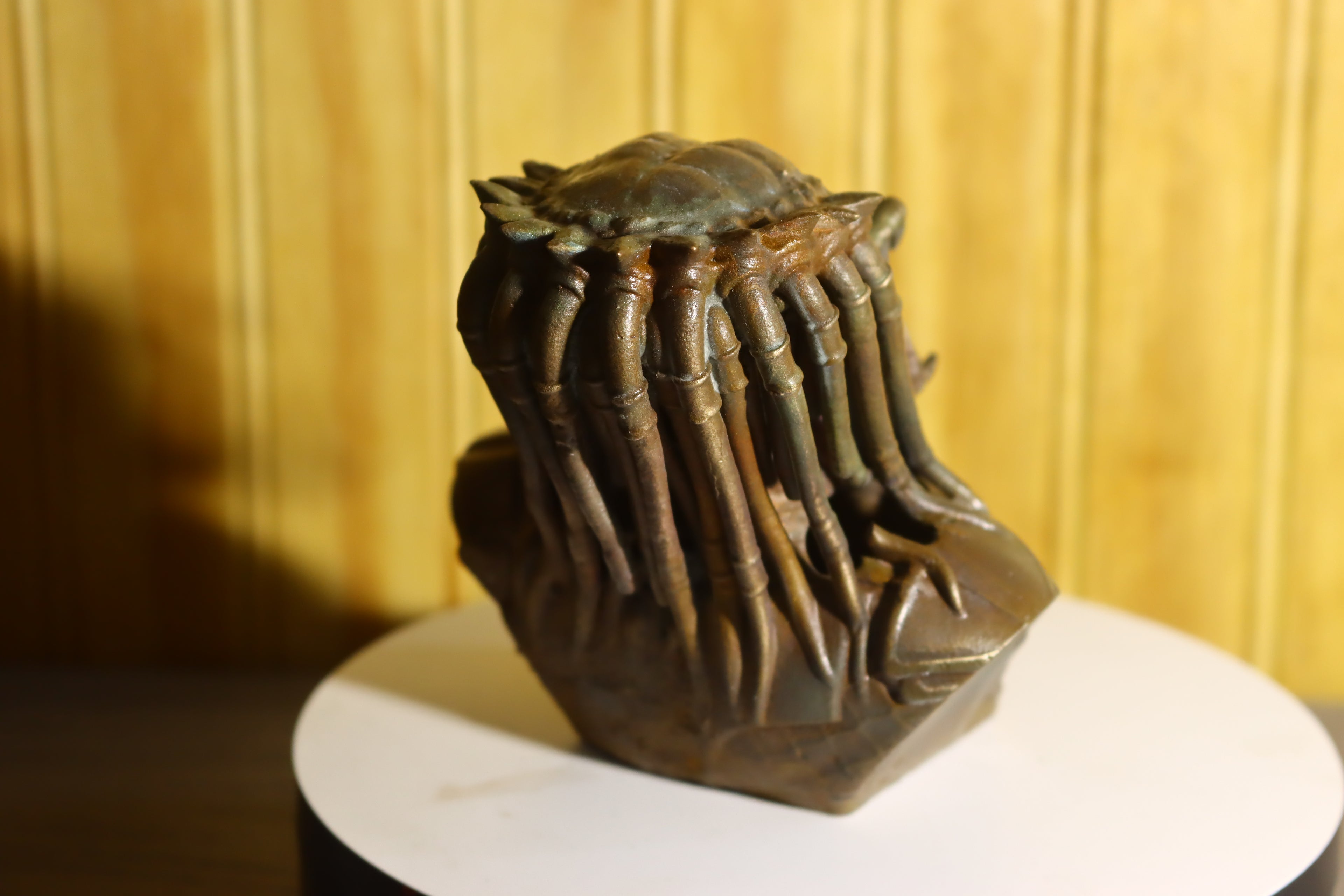 Hollow Cast Silicon Bronze Predator Statue 4.25" Tall With Clear Coat & LED light