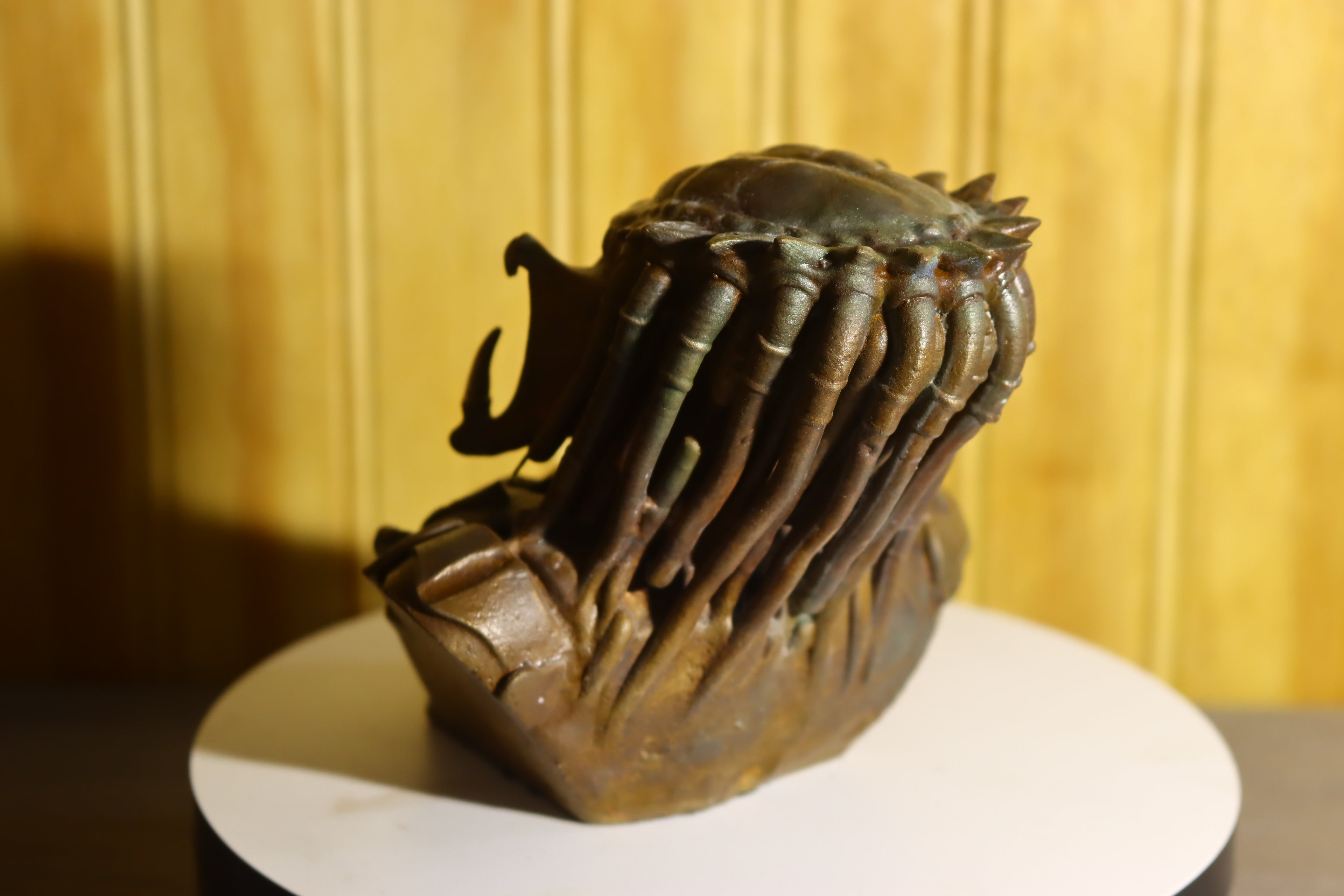 Hollow Cast Silicon Bronze Predator Statue 4.25" Tall With Clear Coat & LED light