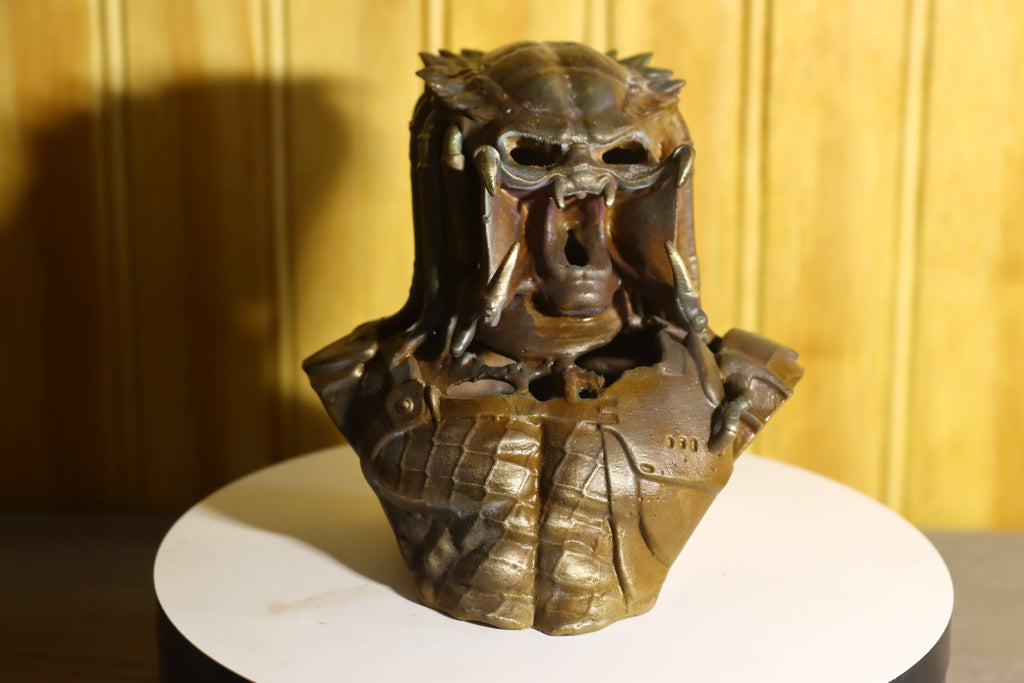 Hollow Cast Silicon Bronze Predator Statue 4.25" Tall With Clear Coat & LED light