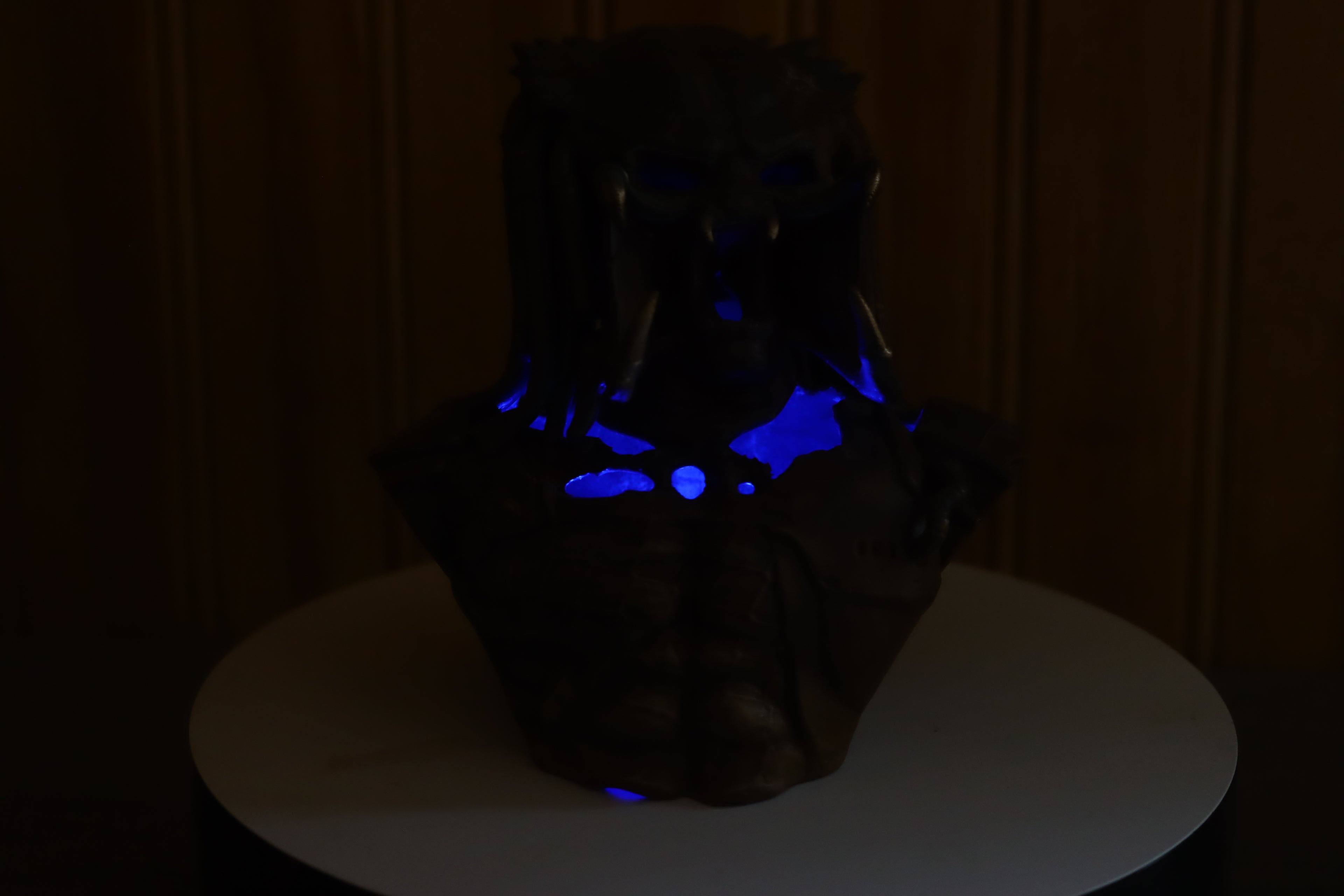 Hollow Cast Silicon Bronze Predator Statue 4.25" Tall With Clear Coat & LED light