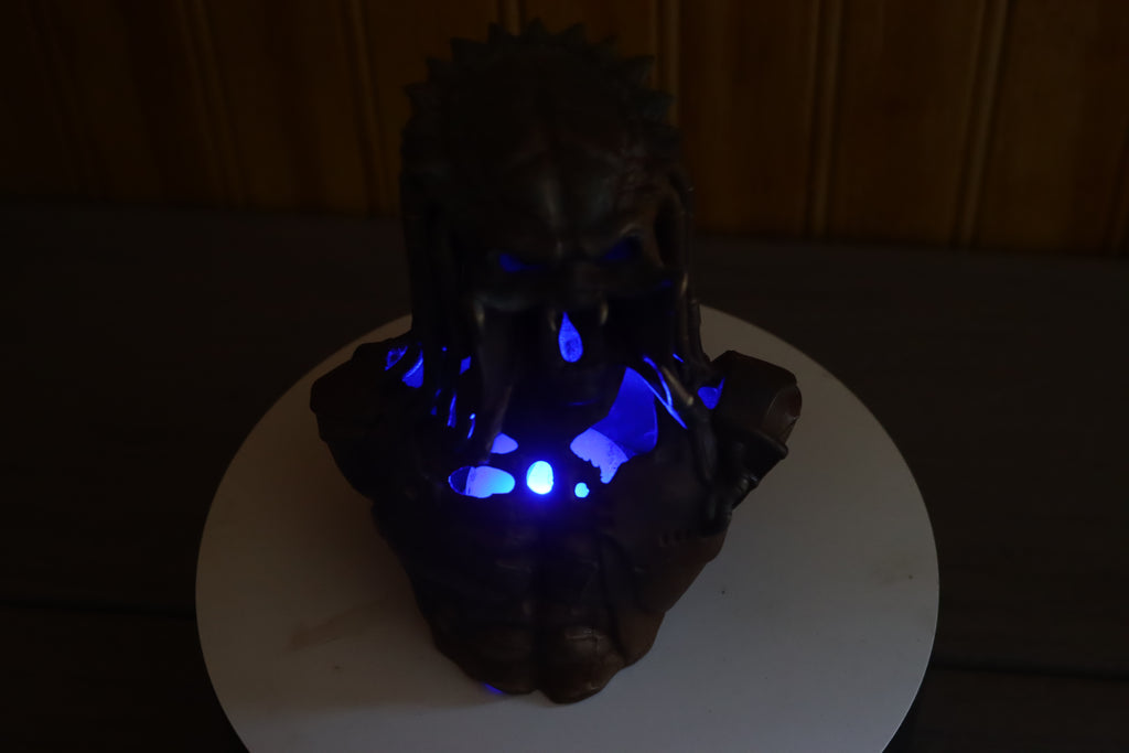 Hollow Cast Silicon Bronze Predator Statue 4.25" Tall With Clear Coat & LED light
