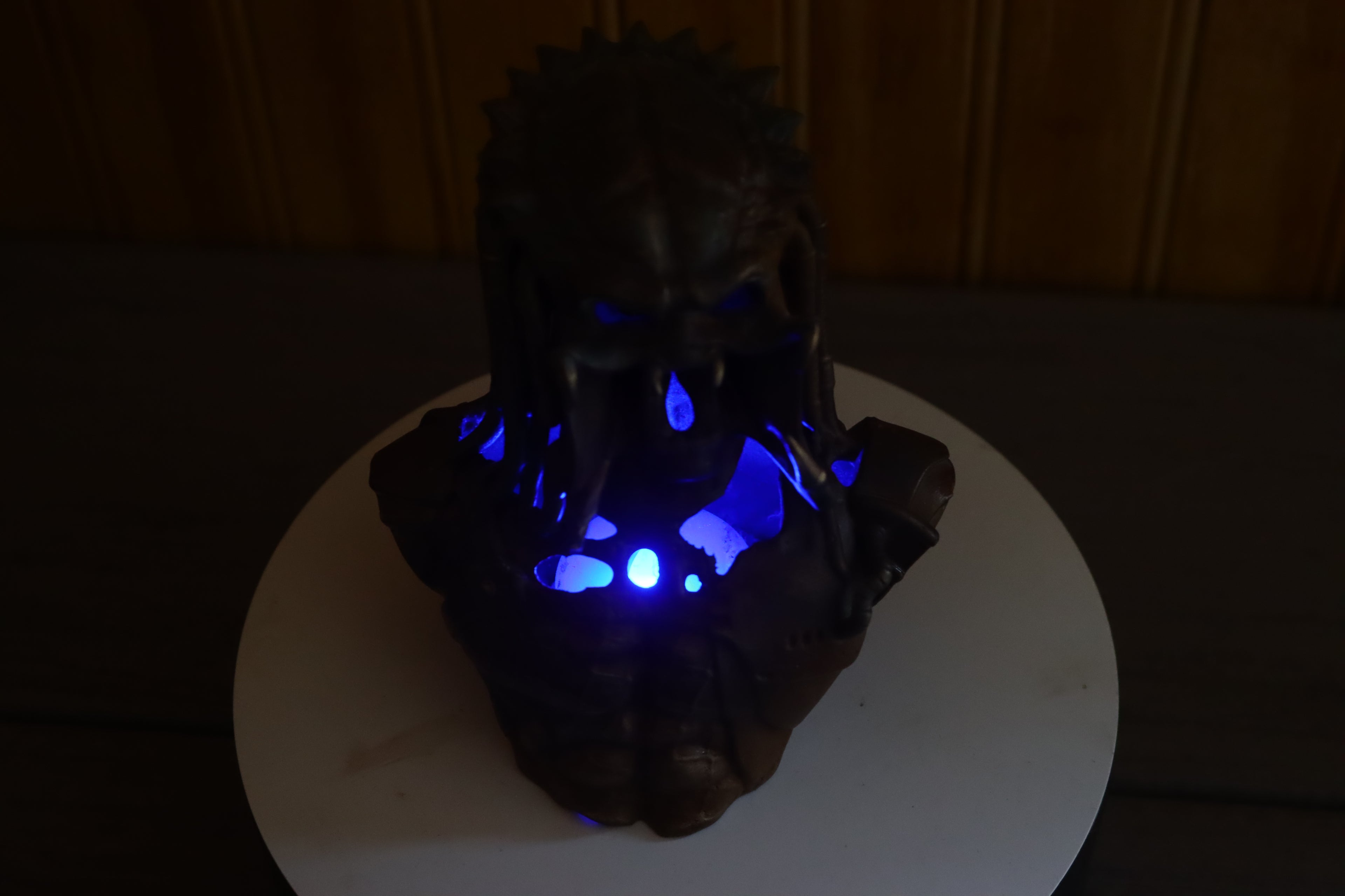 Hollow Cast Silicon Bronze Predator Statue 4.25" Tall With Clear Coat & LED light