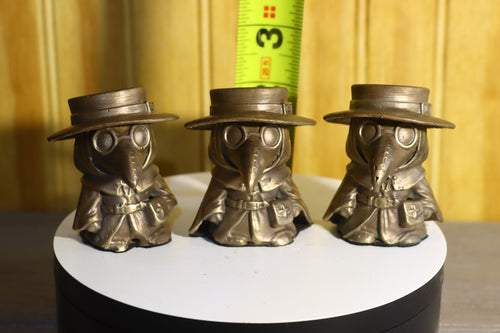 Hollow Cast Silicon Bronze Chibi Plague Doctor Statue 2" Tall